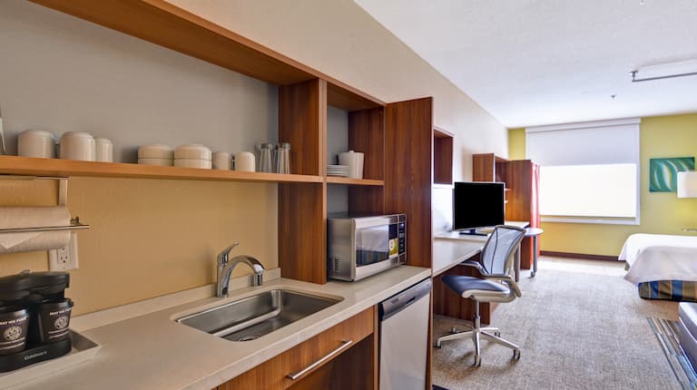 Accessible kitchen in hotel room