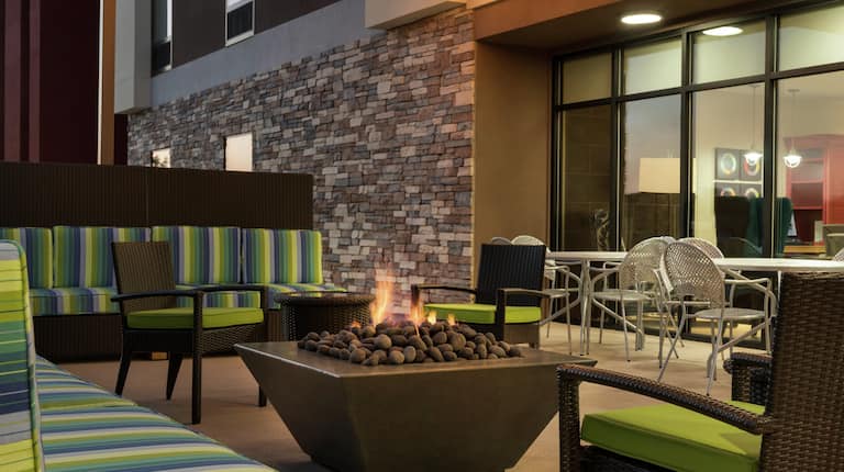 Outdoor Patio with Fire Pit and Lounge Area 
