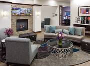 Lobby Seating, Fireplace, Coffee Station