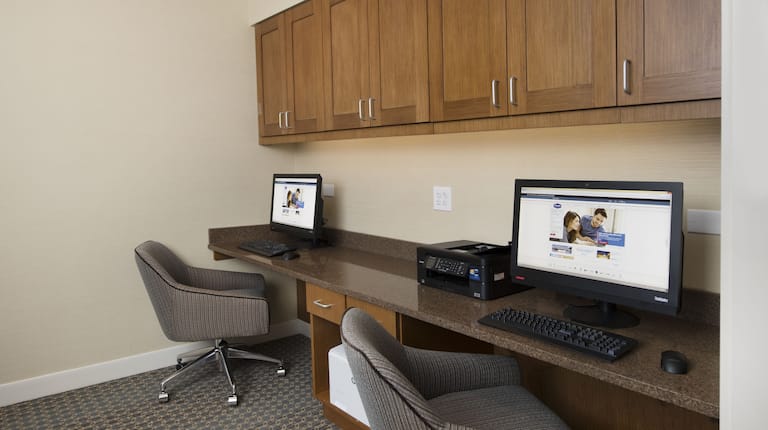 Two Computer Stations and Printer for Guests