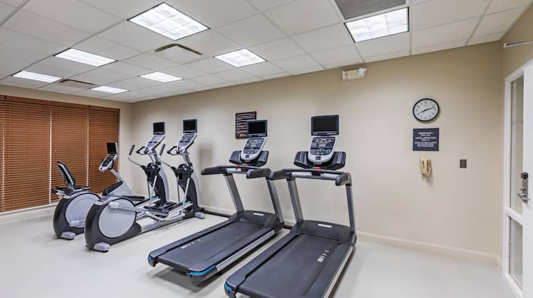 Fitness Center with Treadmills and Exercise Bikes