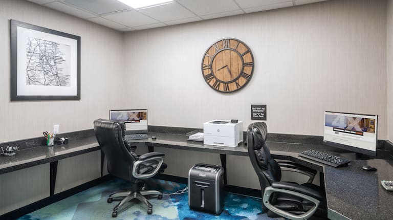 Business Center with Two Computers and a Printer