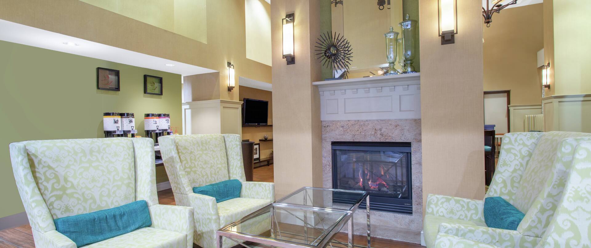 Lobby Seating With Fireplace