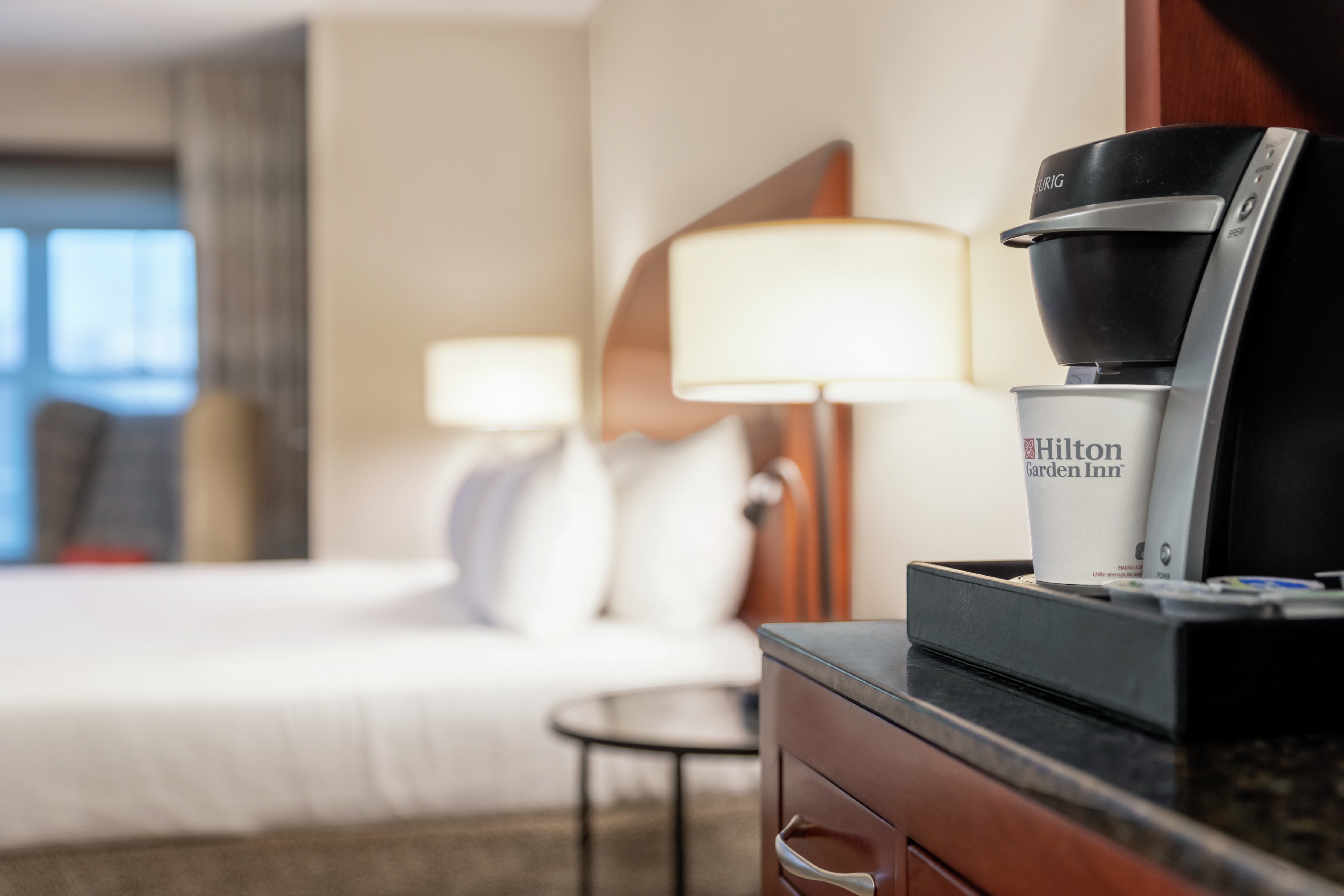 Convenient in-room coffee maker to brew delicious coffee each morning.