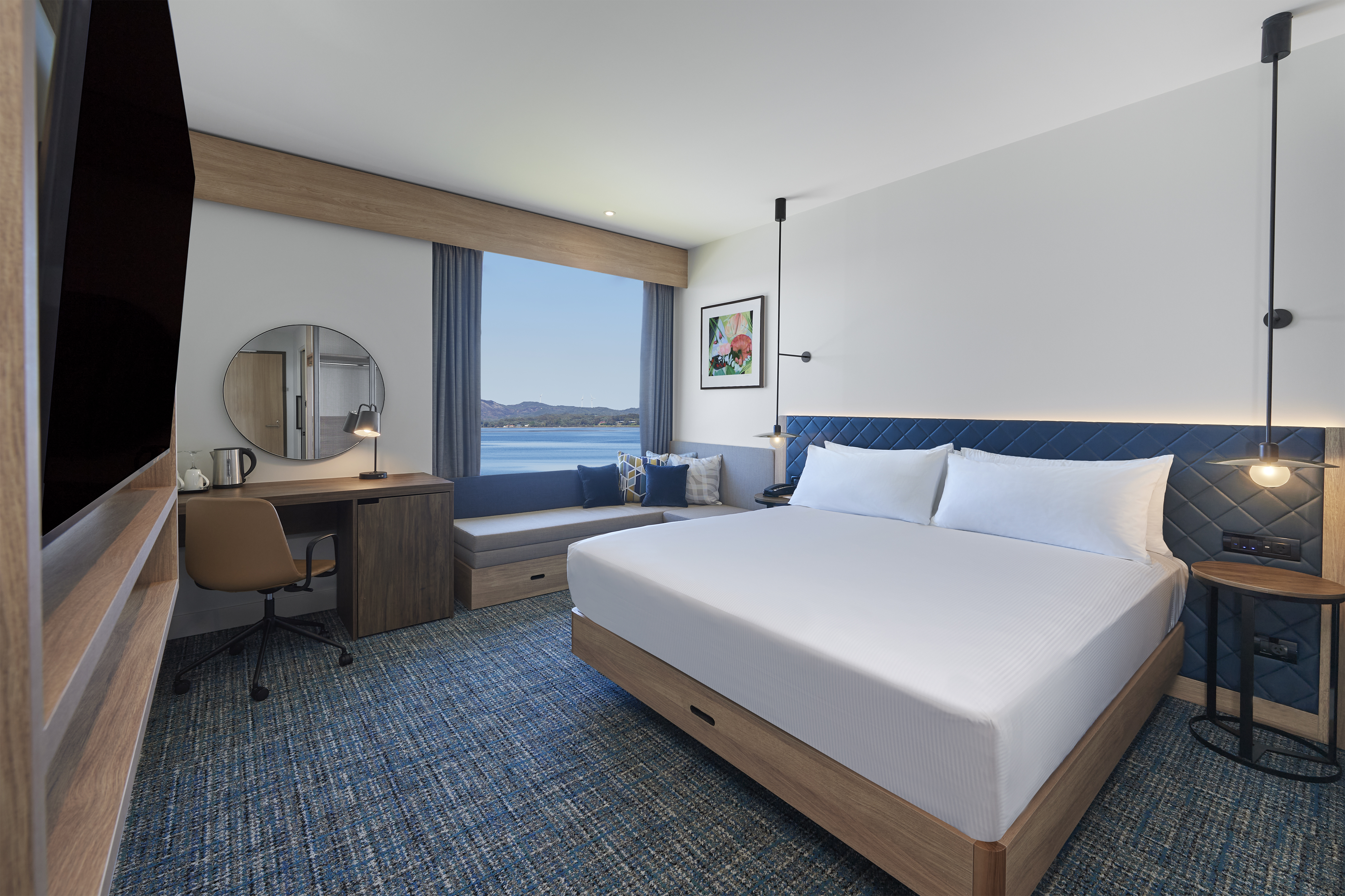 King Guest Room with Desk HDTV and Panoramic Ocean View