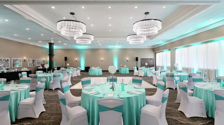Ballroom Setup with Round Tables for Event
