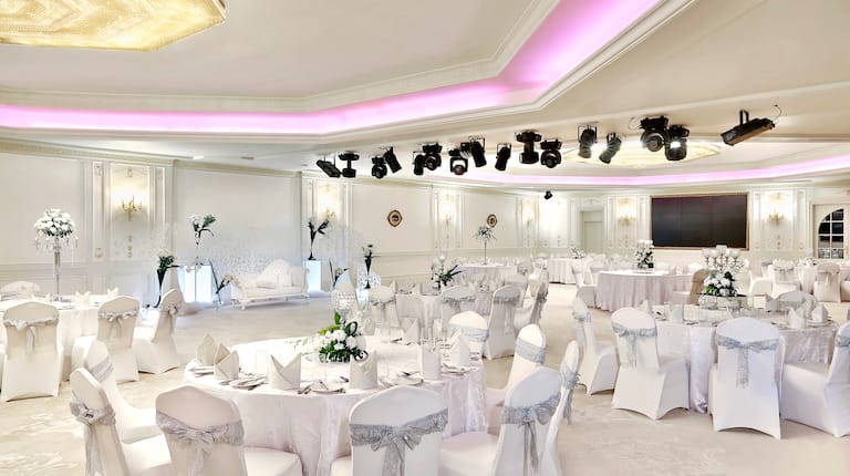 Ballroom With Round Banquet Table