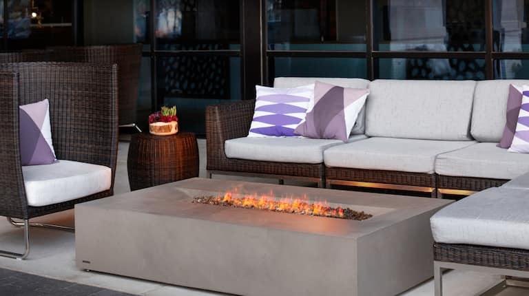 Outdoor Patio with Firepit, Sofa and Armchair
