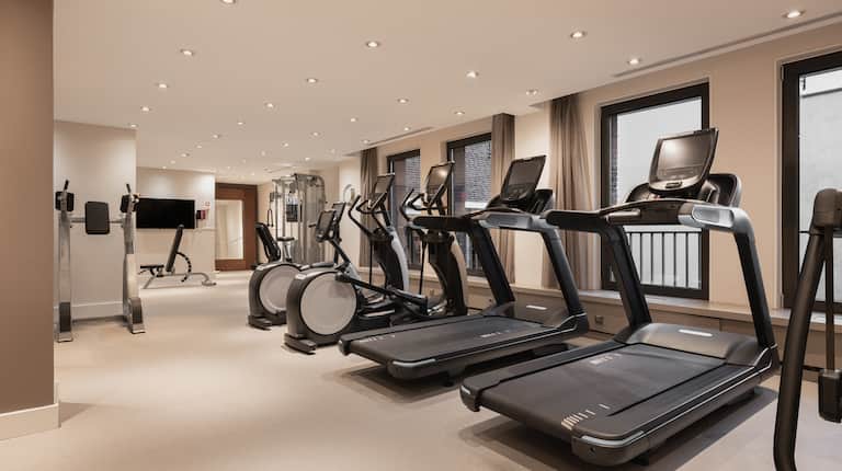 Fitness Center with Treadmills Recumbent Bikes and HDTV