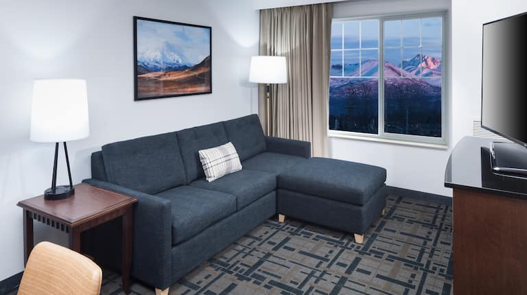 Sofa bed and mountain view