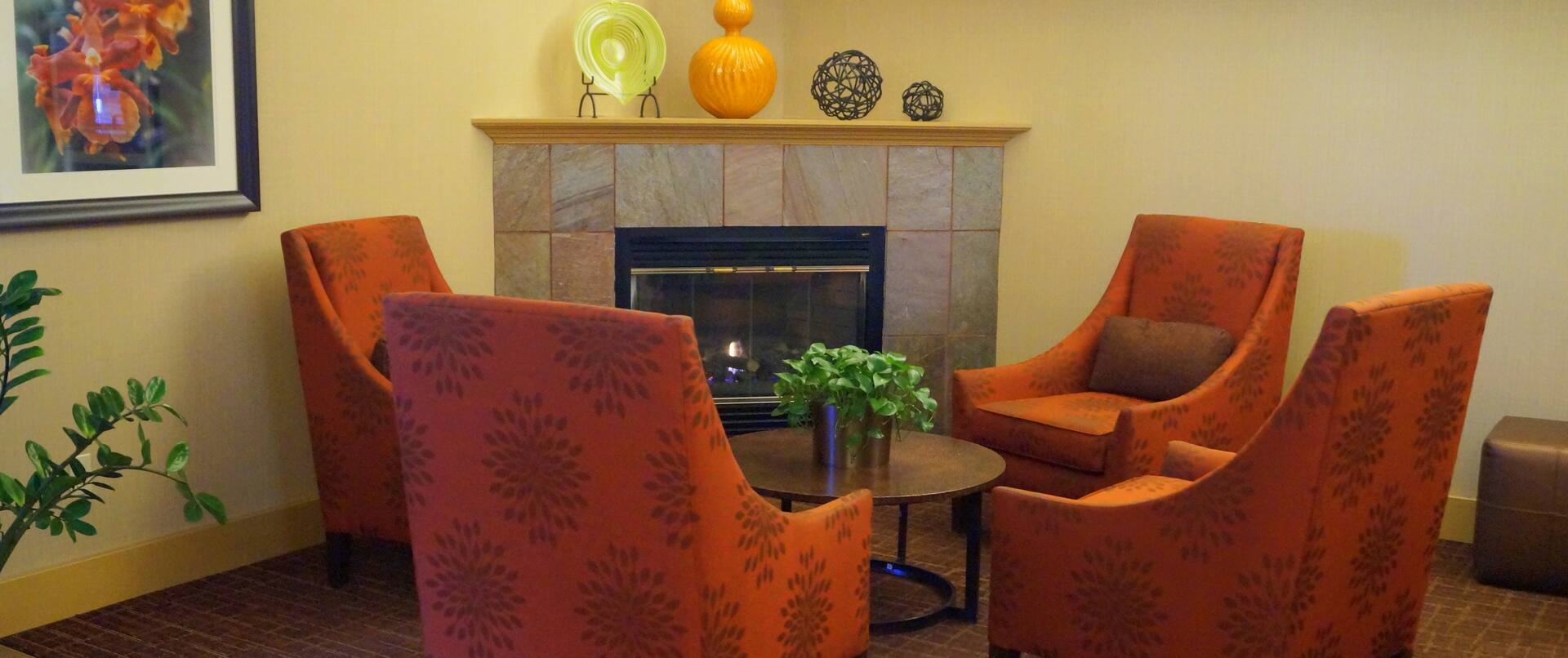 Chairs and Fireplace in Lobby