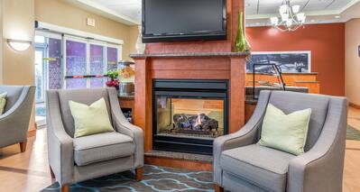 Fireplace Seating in Hotel Lobby