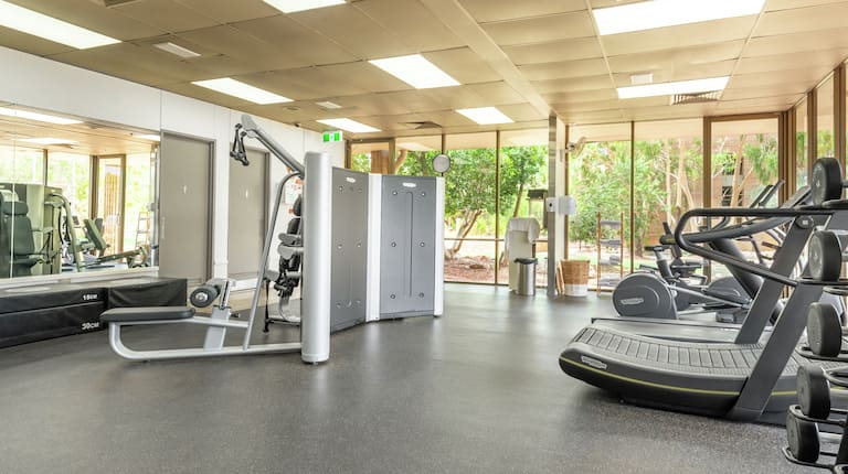 Fitness Center with Weights and Treadmills