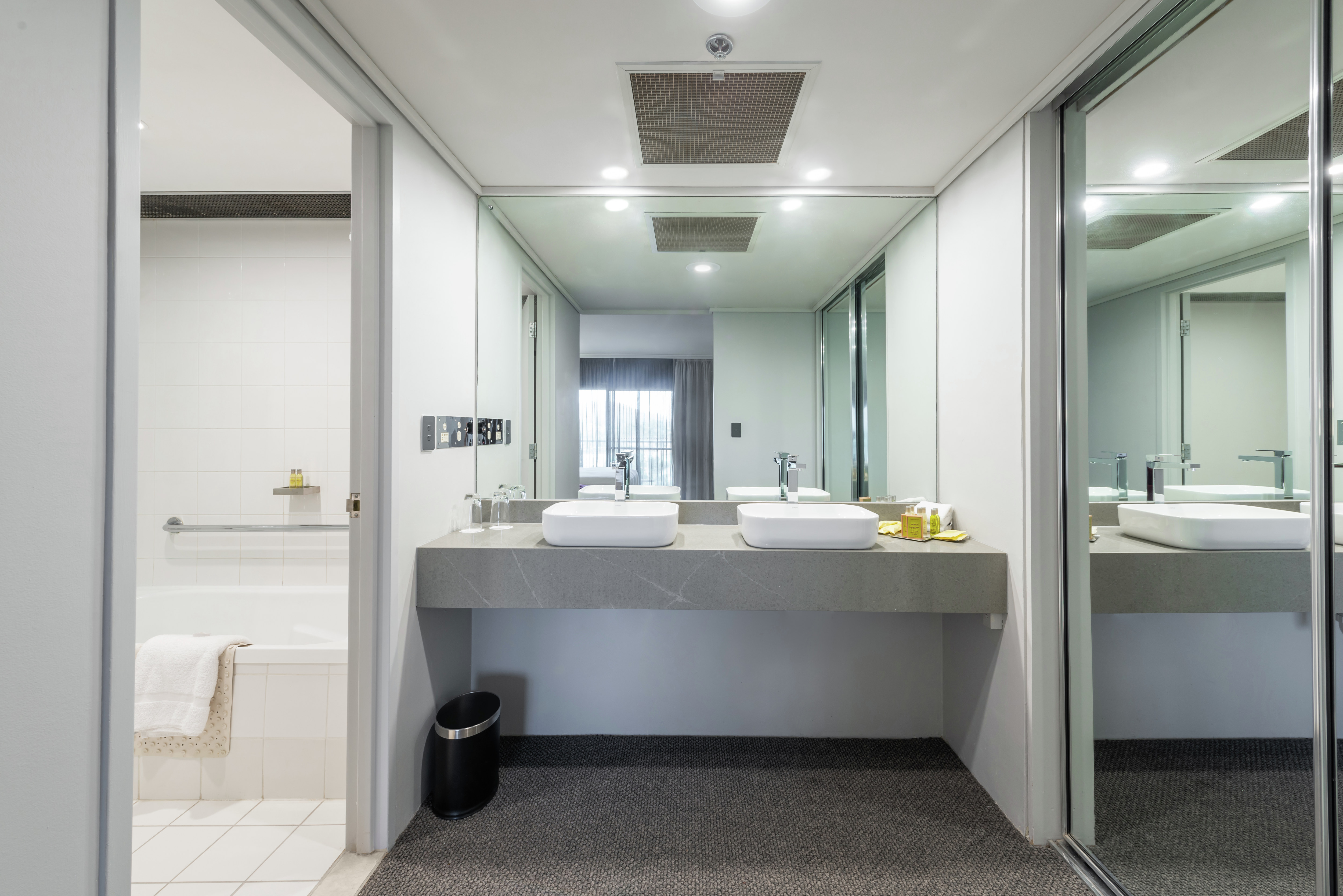 Dual Vanity Area in Suite Bathroom