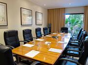 Seating for 10 Around Boardroom Table, Wall Art and Large Window With View