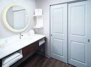 King Studio Suite Bathroom with Mirror and Vanity