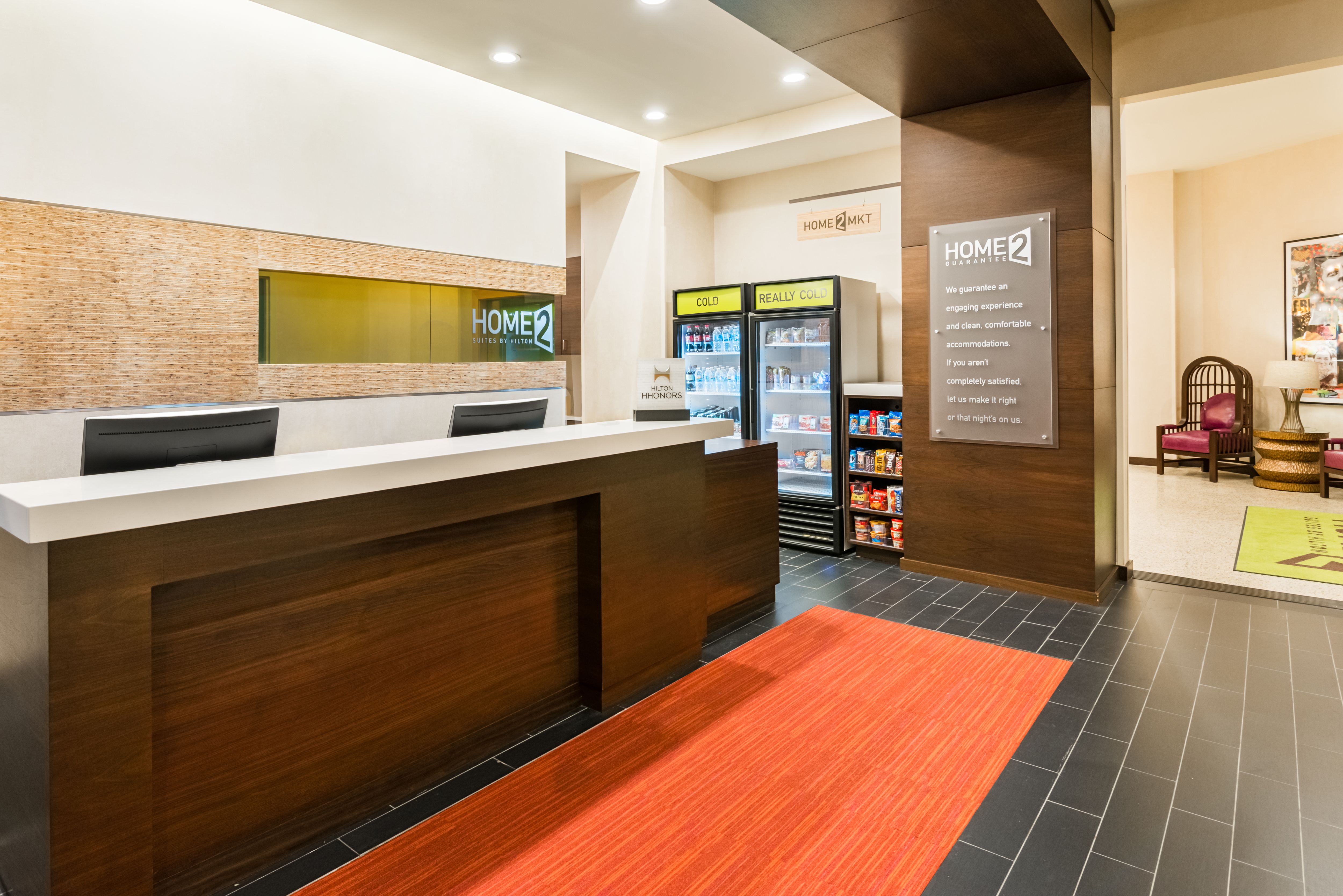 Reception Desk Area and View of Snack Shop
