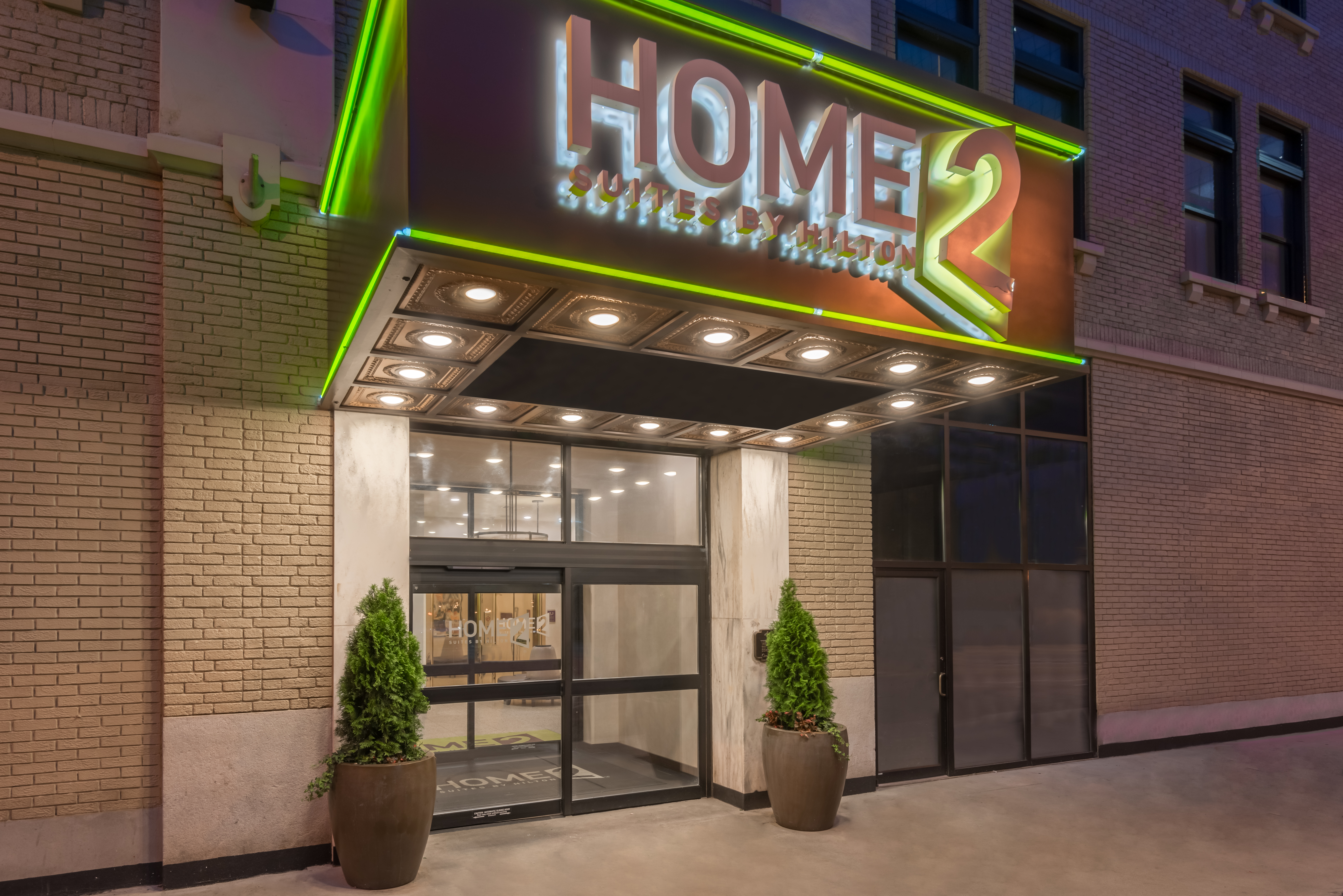  Home2 Suites by Hilton Atlanta Downtown, GA - Entrance with Neon Sign