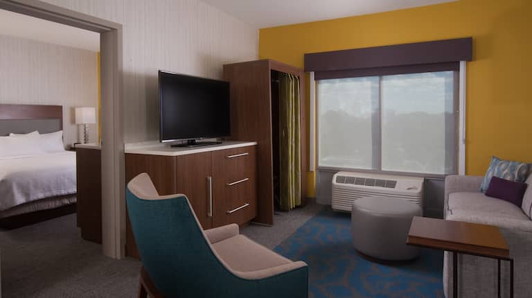 特大床套房起居区,配有平板电视