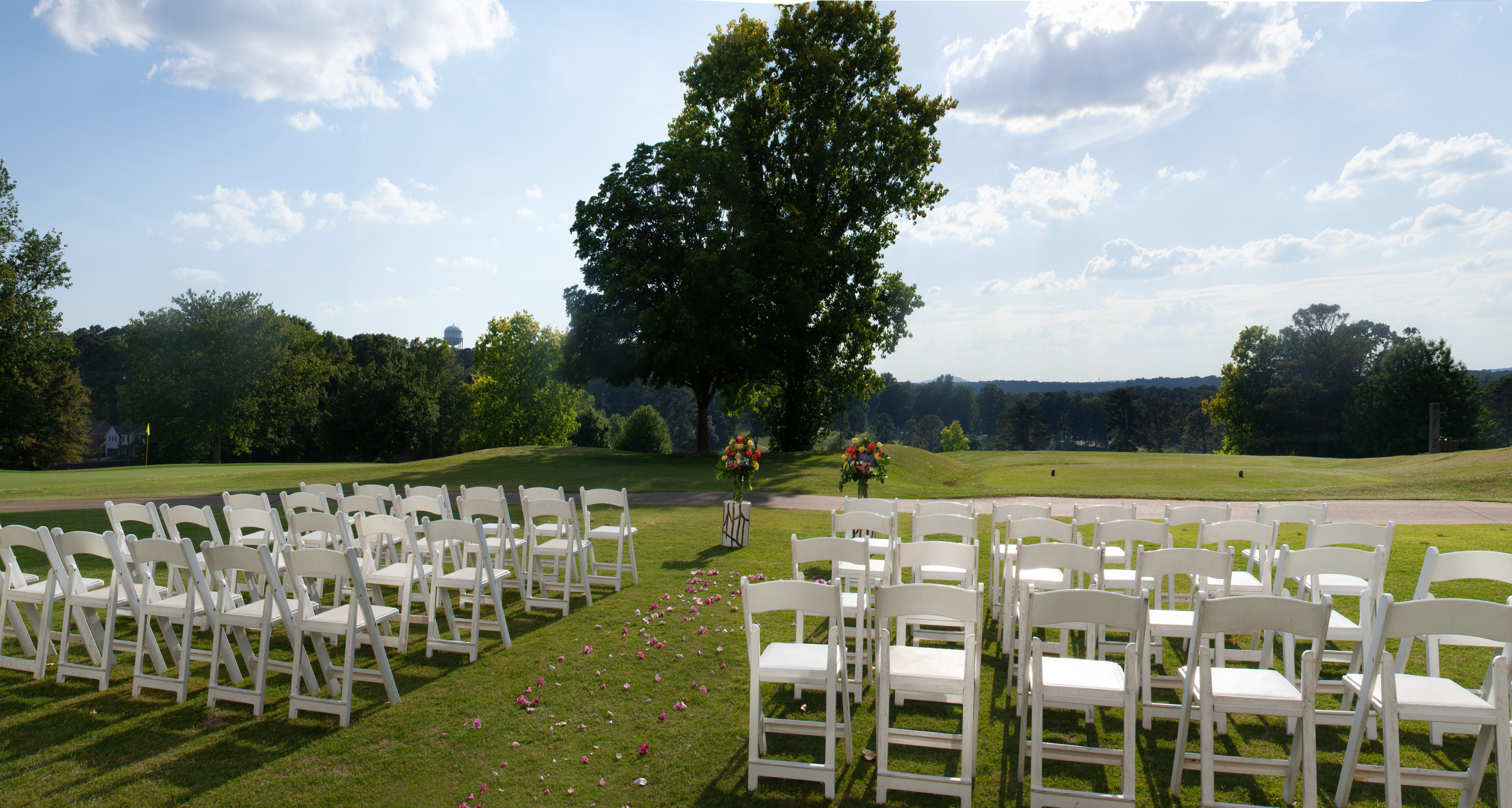 Outdoor wedding with chairs
