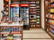 a store with shelves of food and beverages