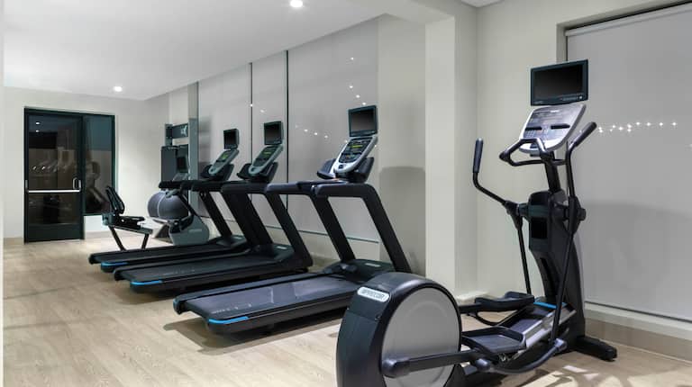 Treadmills and a Recumbent Bike in Fitness Center
