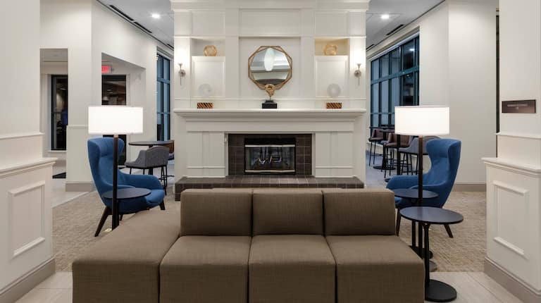 Lobby Seating Area With Fireplace