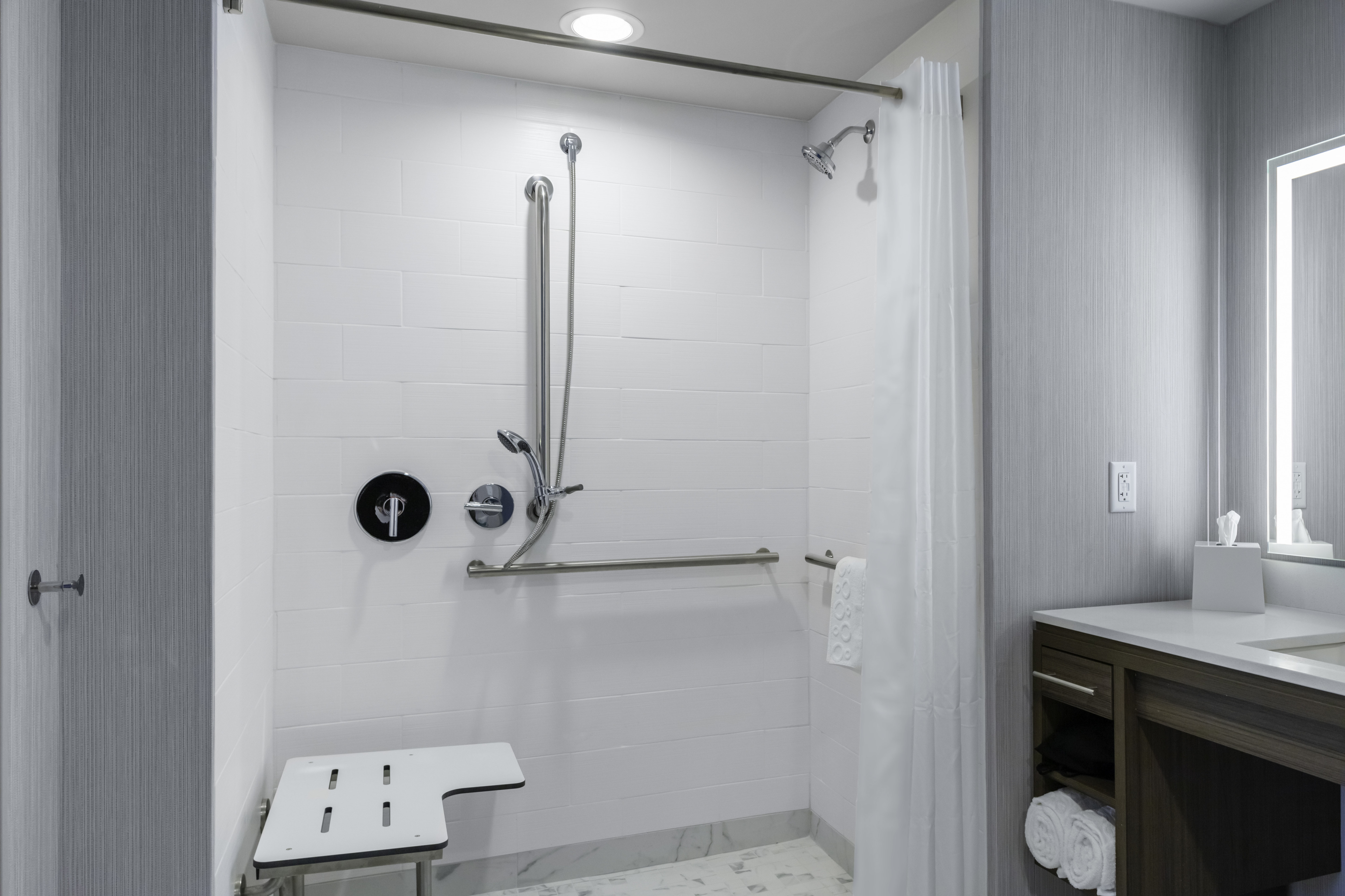accessible guest suite bathroom, roll in shower