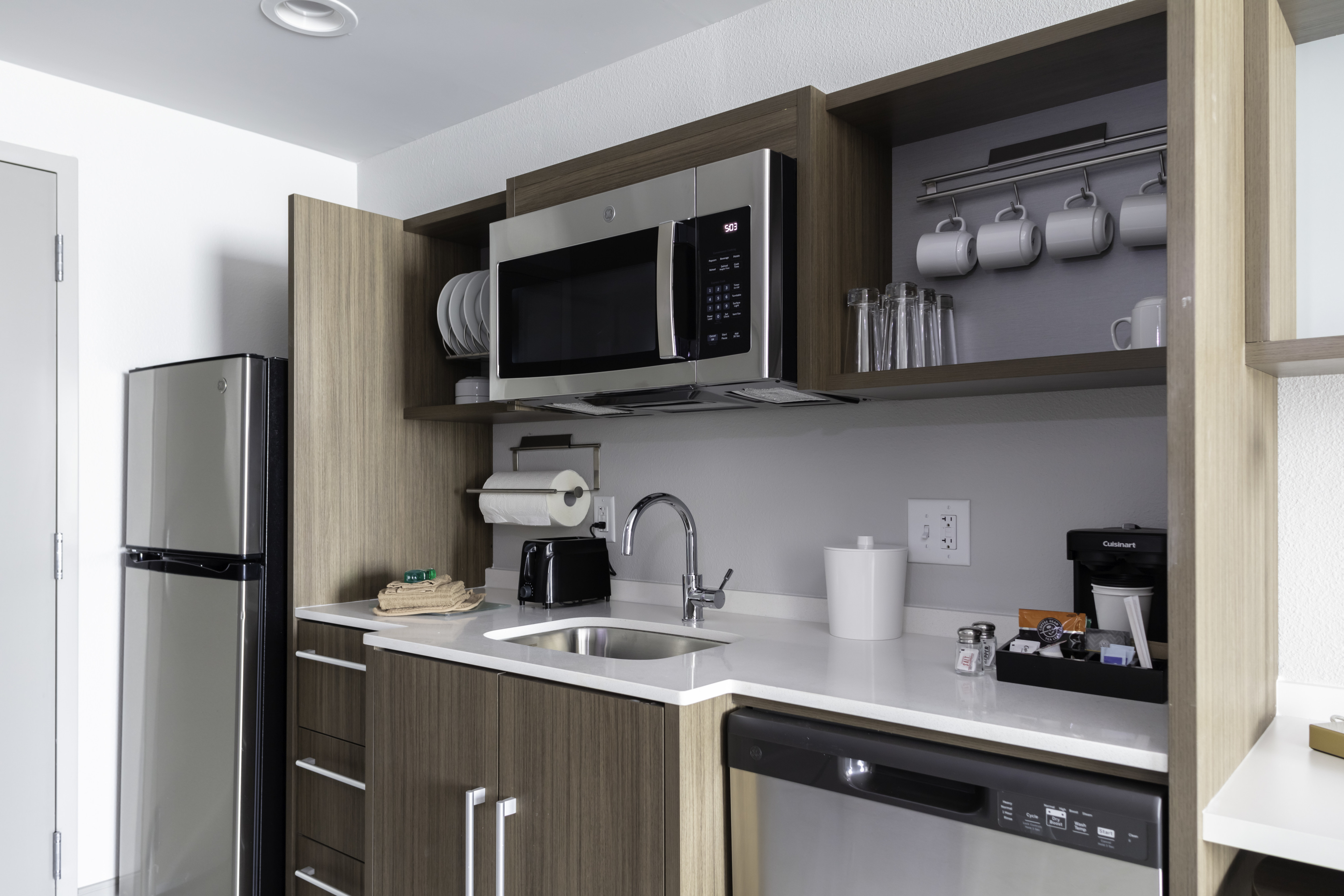 guest suite kitchen, refrigerator, microwave, dishwasher