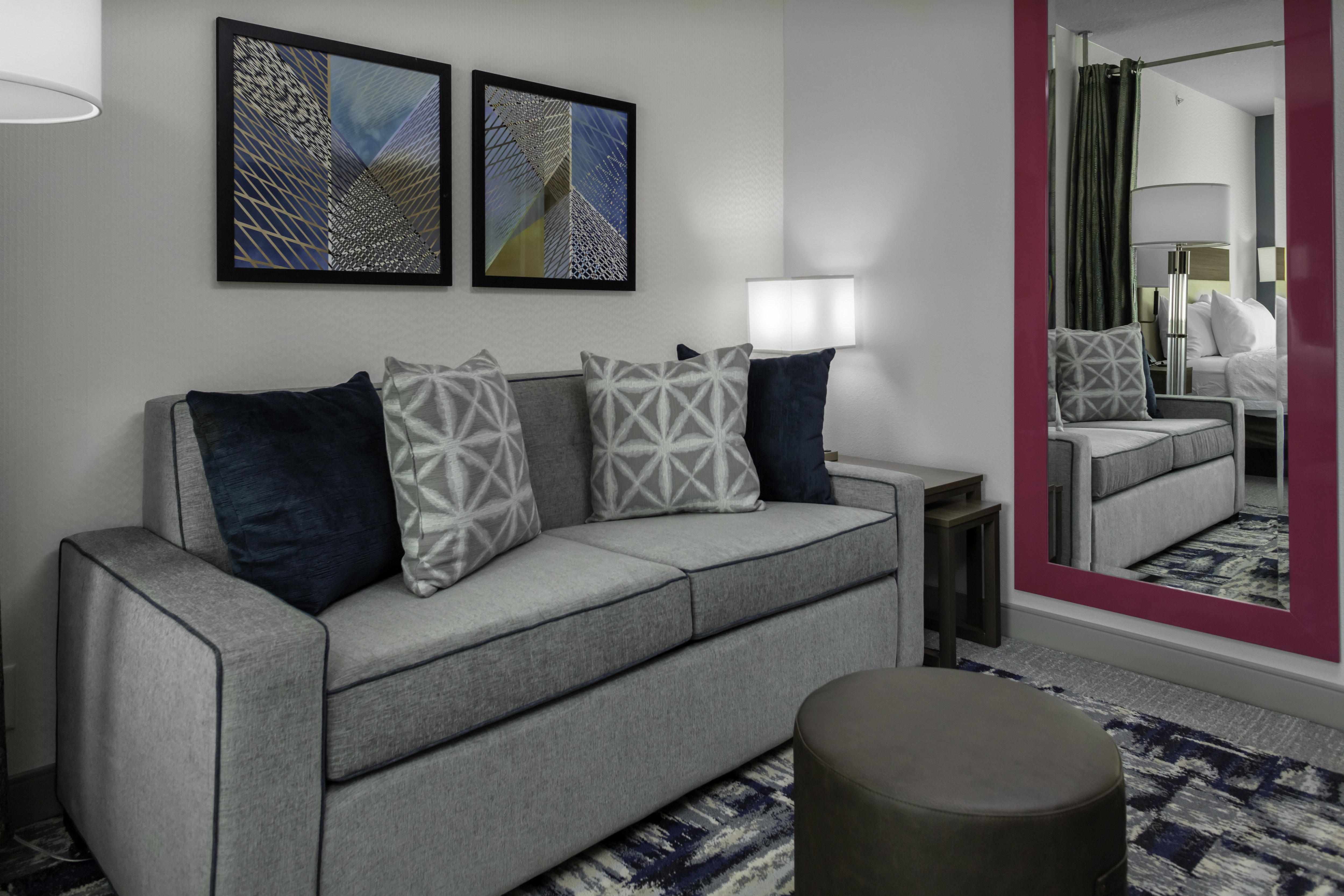 guest suite lounge area, sofa, ottoman