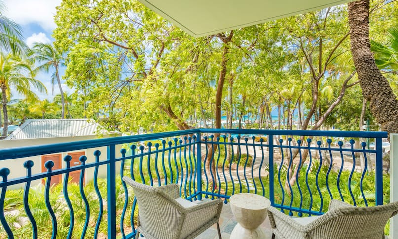 Balcony with Seating Area Overlooking the Garden and Sea View