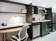 King Studio with Work Desk and Kitchen with Dishwasher, Microwave and Fridge