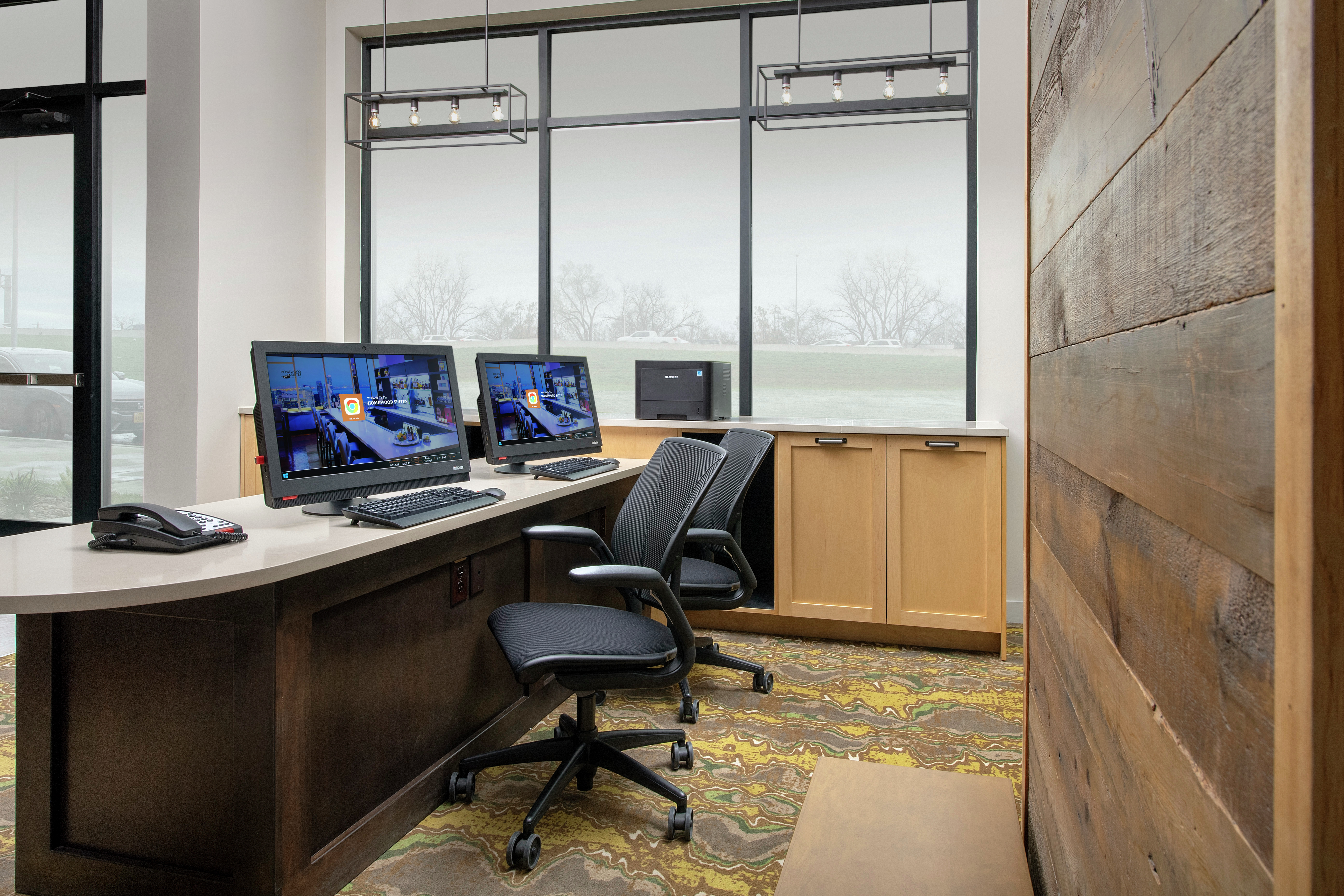 Business Center with Personal Computer Work Stations and Printer
