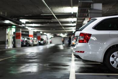 Cars parked in an underground garage