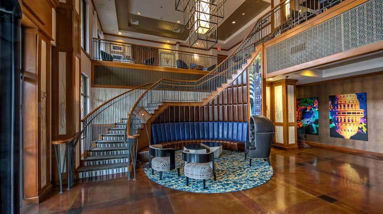 Lobby with Seating Area and Staircase