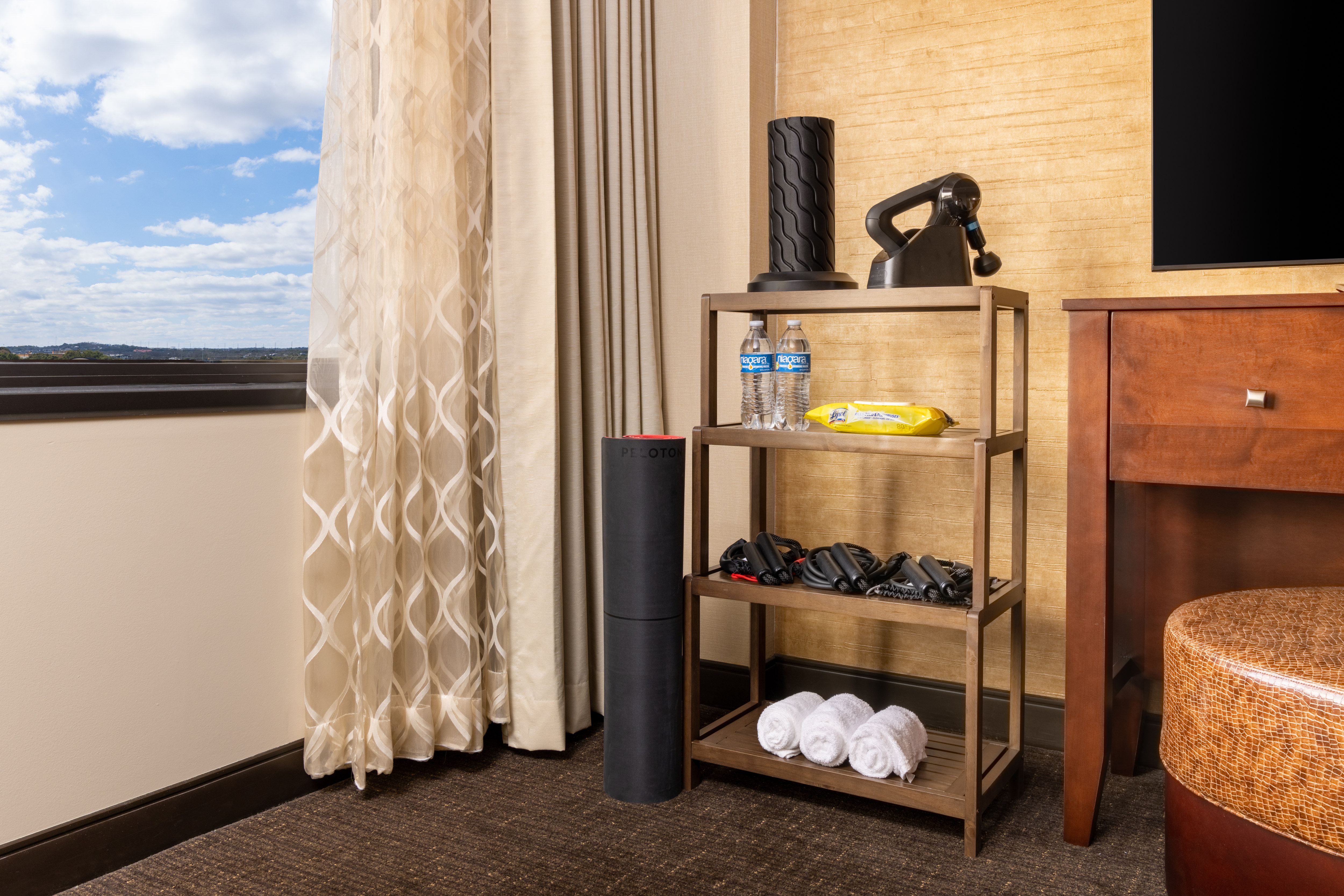 fitness equipment in guest room
