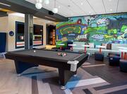Wall Mural, Pool Table and Seating in Lobby
