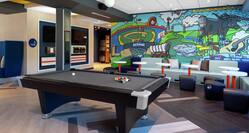 Wall Mural, Pool Table and Seating in Lobby