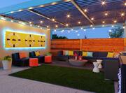 Outdoor Patio Lounge Area at Dusk