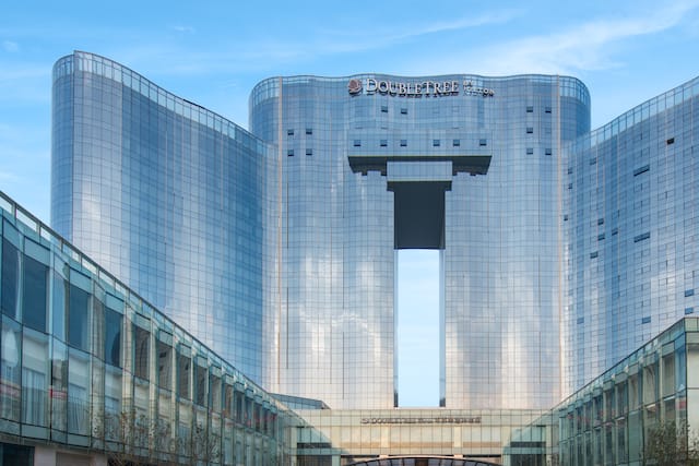 Illuminated Hotel Exterior