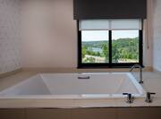 Bathtub in room with view