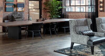 Workshop Lounge with Historic Features and Modern Furnishings