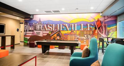 lobby pool table, Asheville art wall