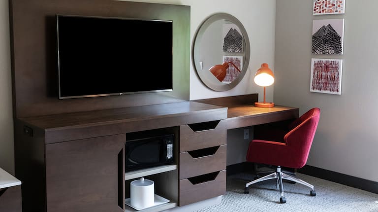 Television and Work Desk Area