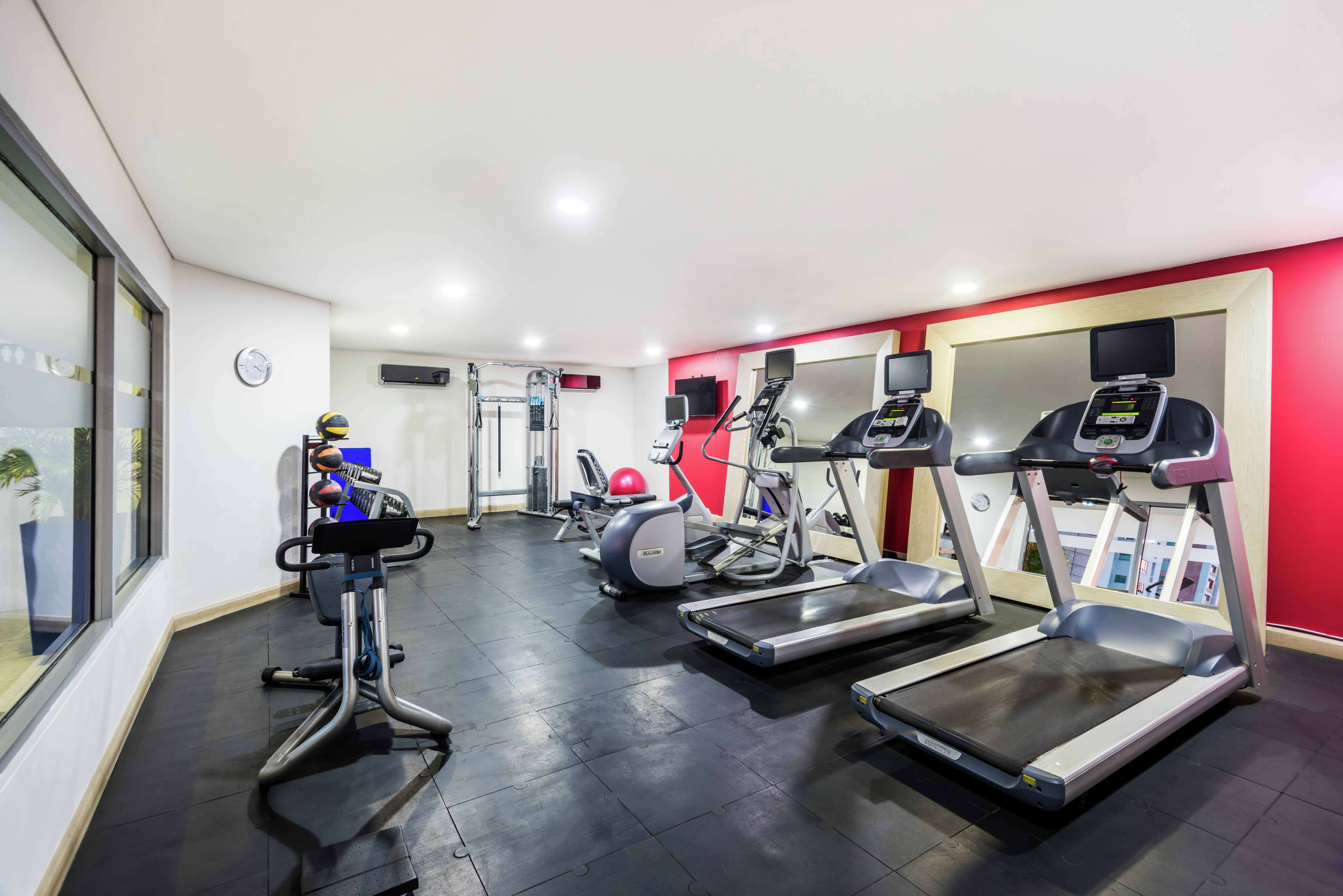Fitness center with treadmills and bikes