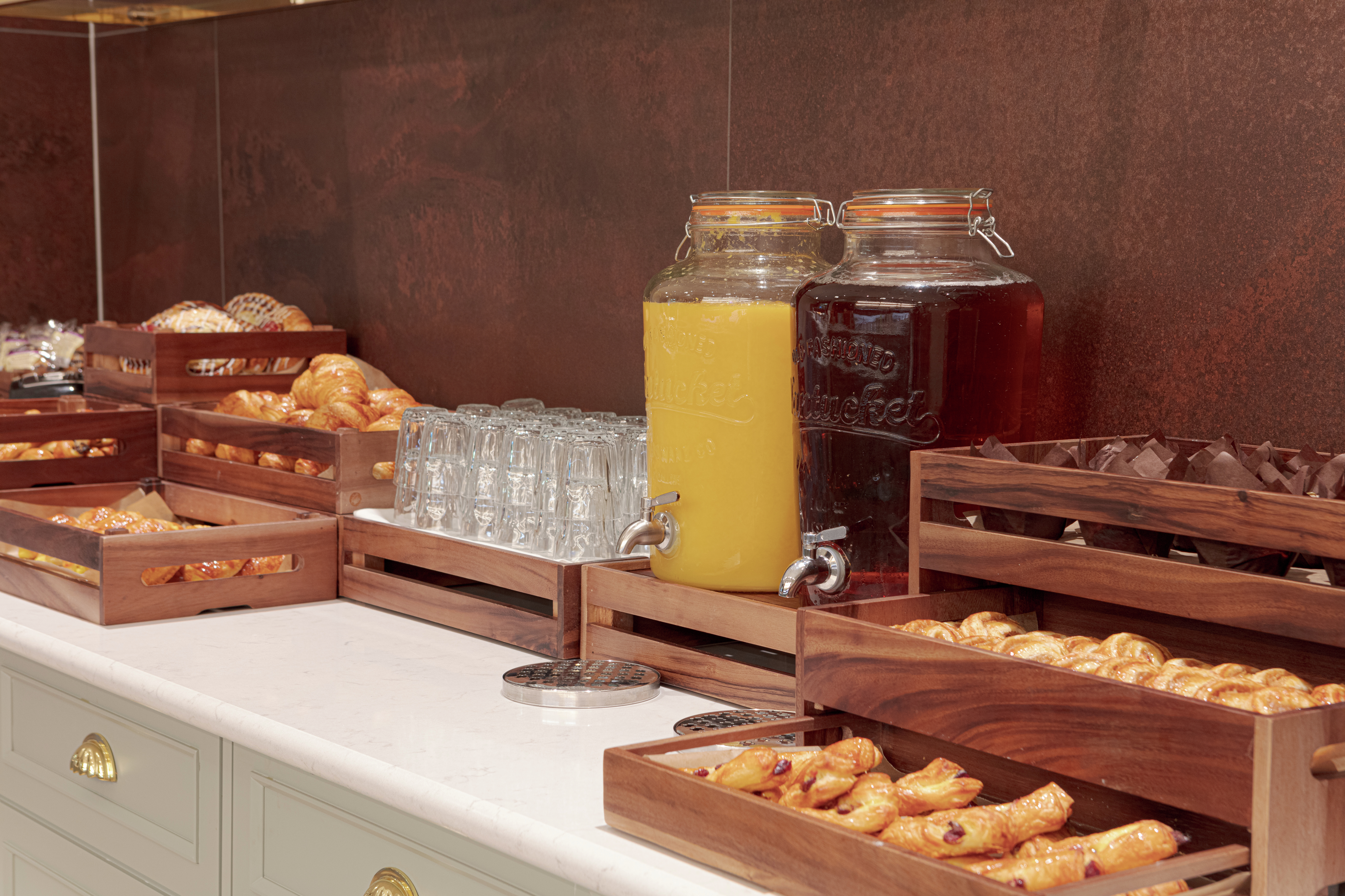 Pastries and Drinks in Breakfast Area