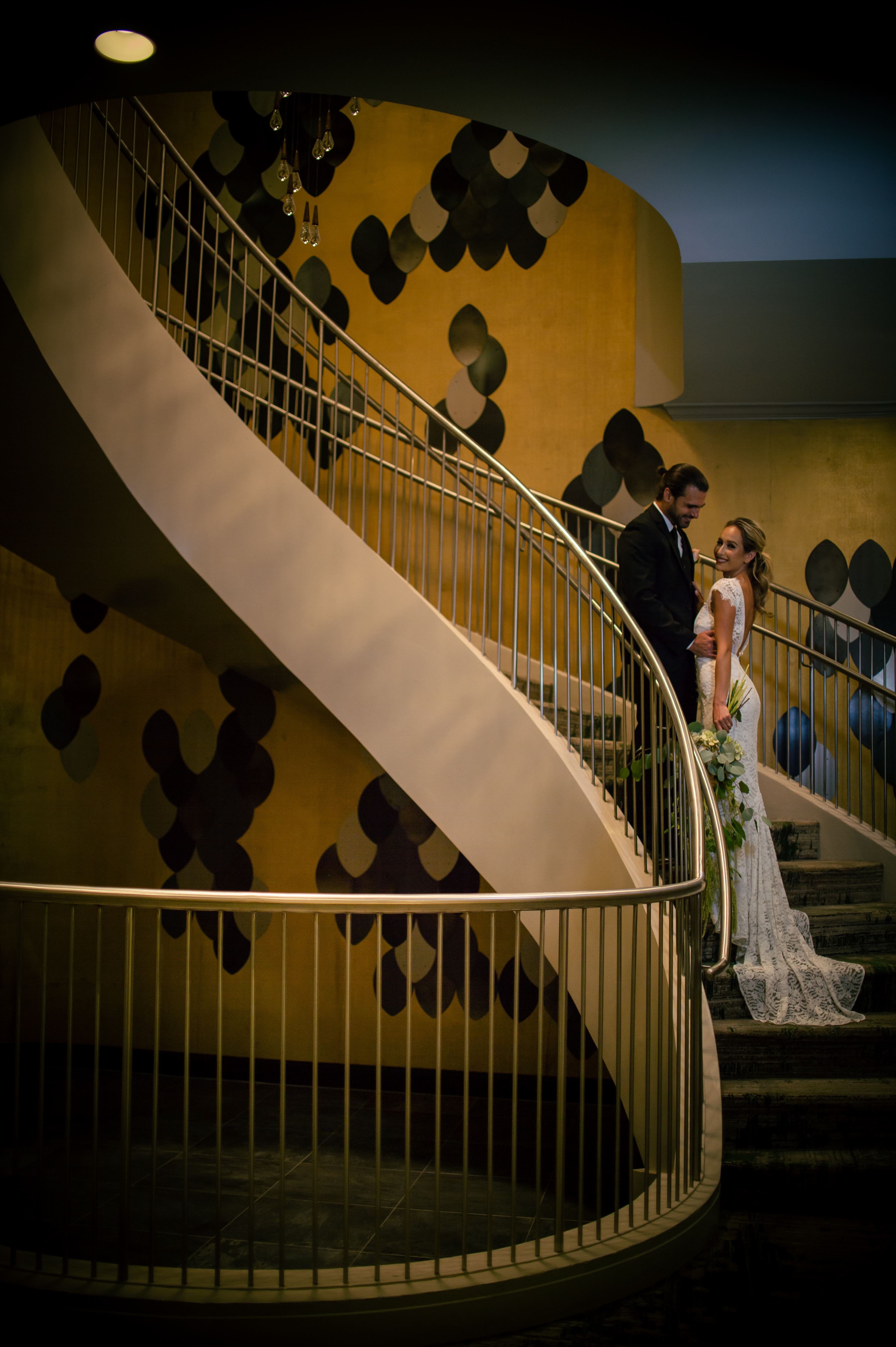 Wedding Couple on Stairs