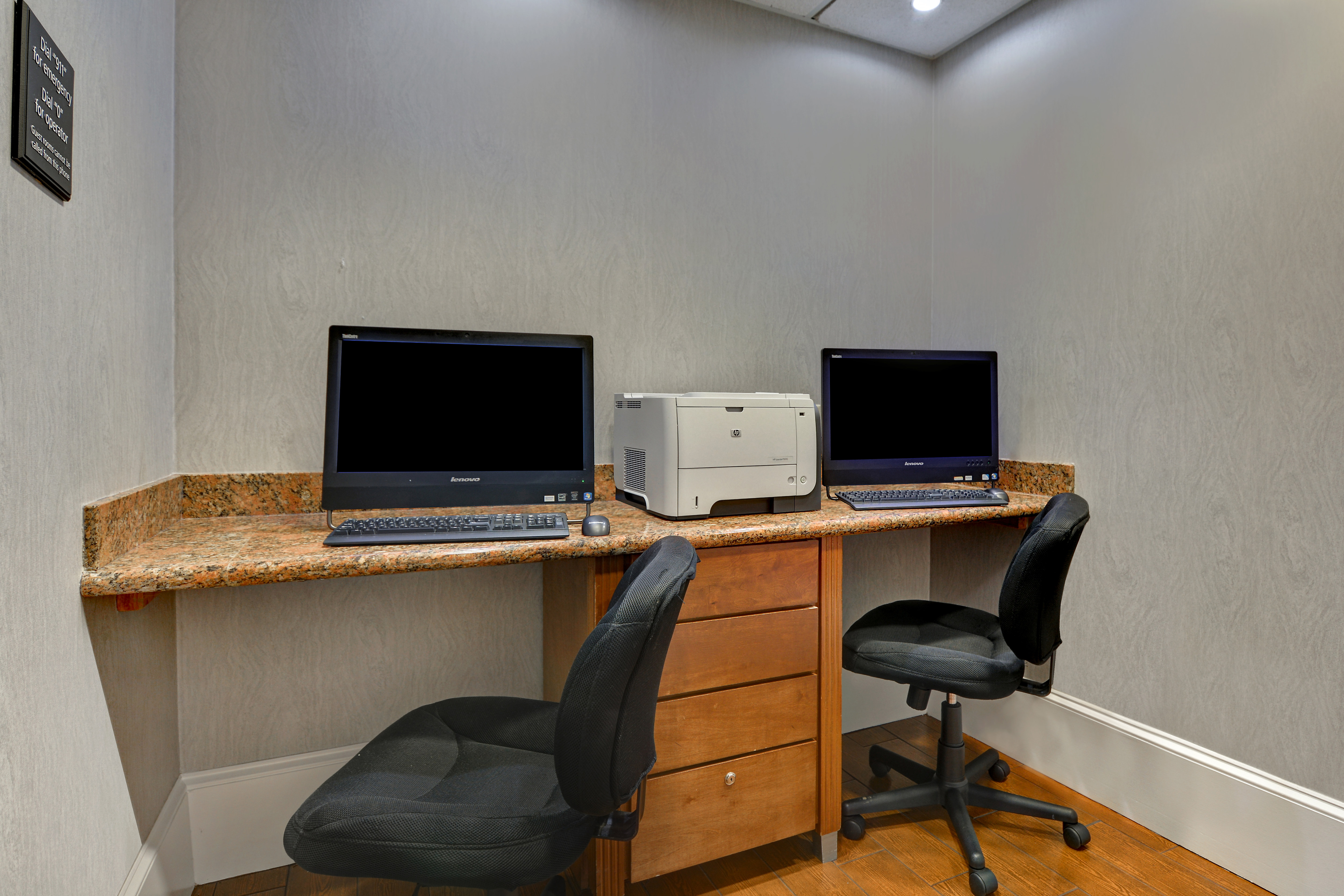 Business Center with Two Computers and a Printer