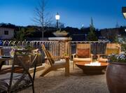 Ironwood Restaurant Terrace with Fire Pit in the Evening