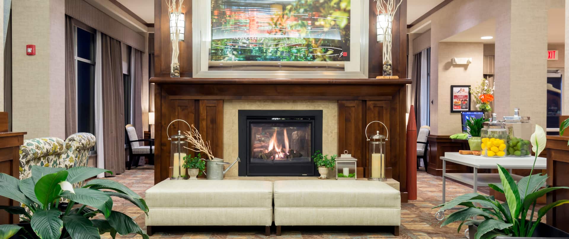 Lobby Fireplace and seating